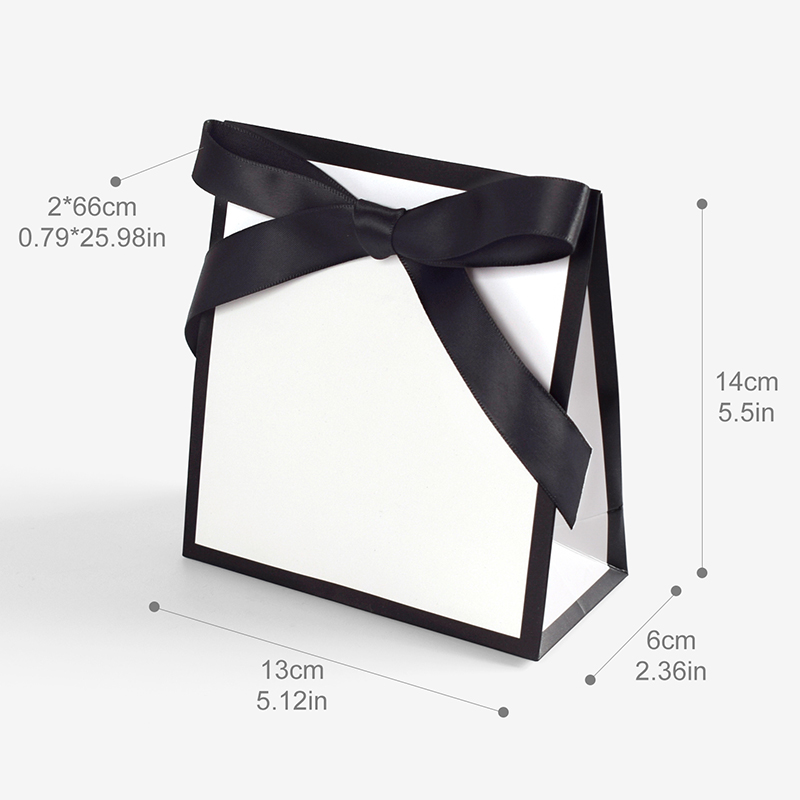 블랙앤 화이트 사각  리본 종이 선물백 답례품 선물 상자 10매