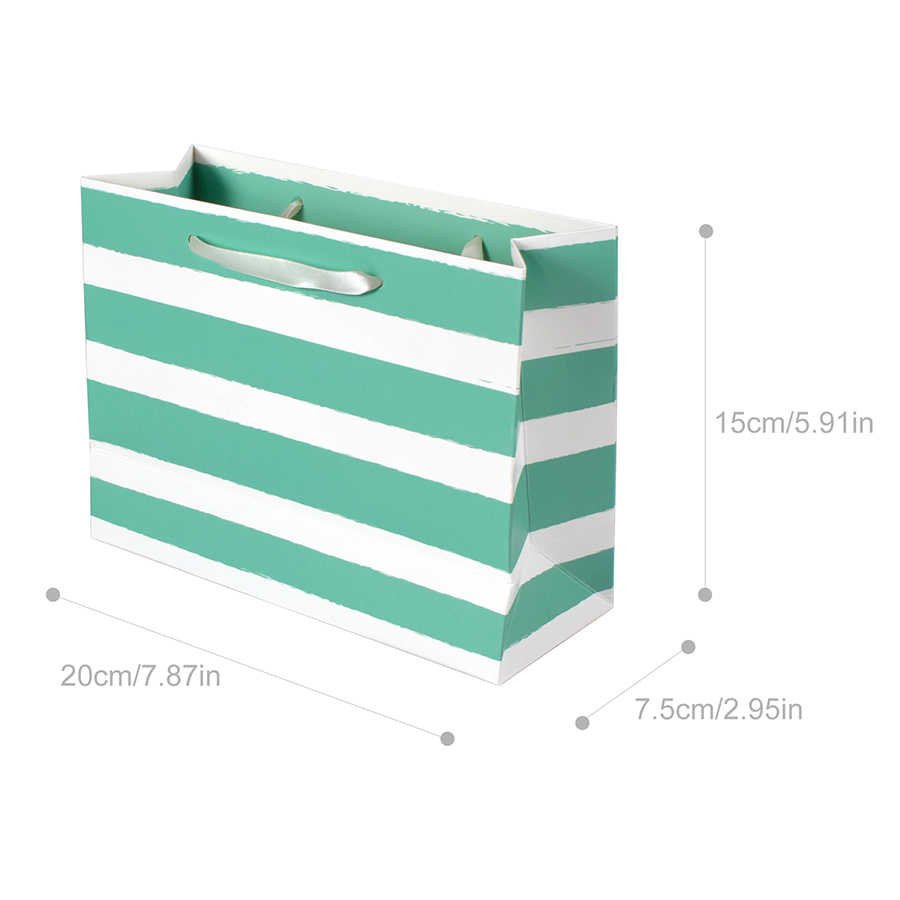 그린 스트라이프 모던 종이 쇼핑백 선물 기프트 포장 쇼핑백 10매